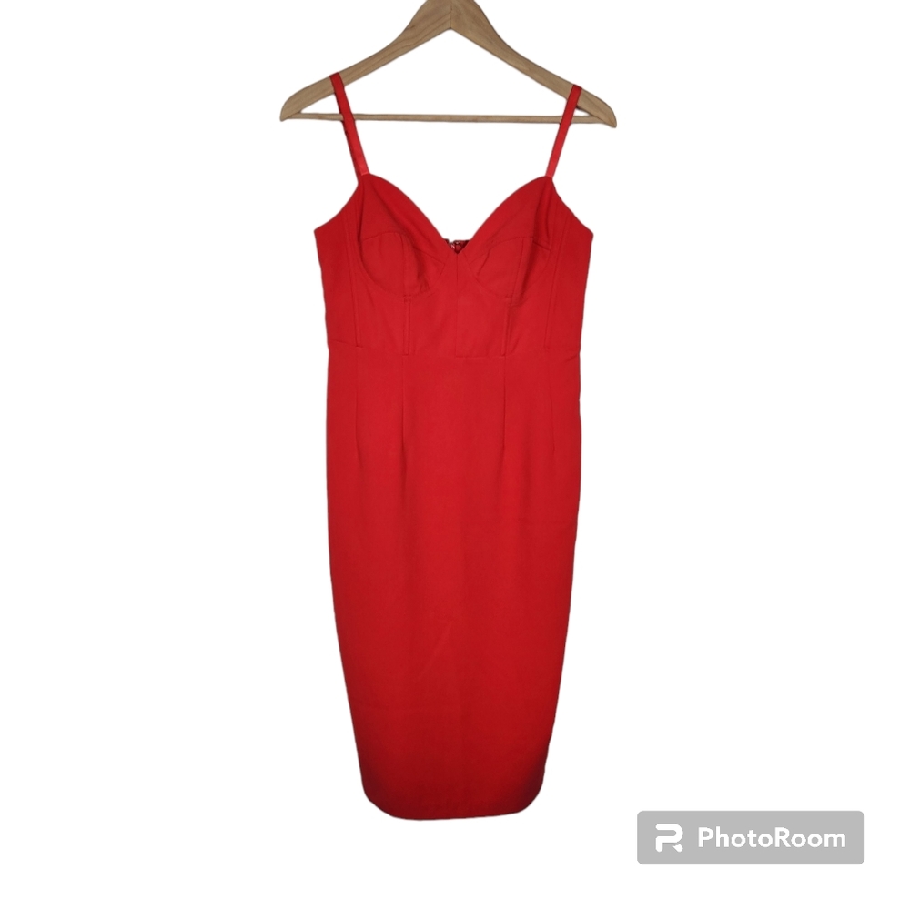 NWT Sergio Hudson Target Red Bustier Midi Adjustable Straps Dress Sz S
